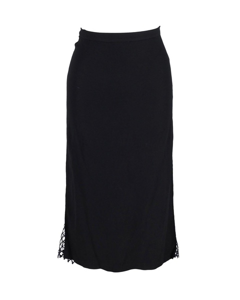midi skirt with mesh side in black silk