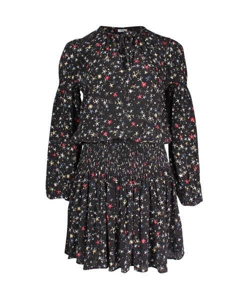 printed martha dress in black silk