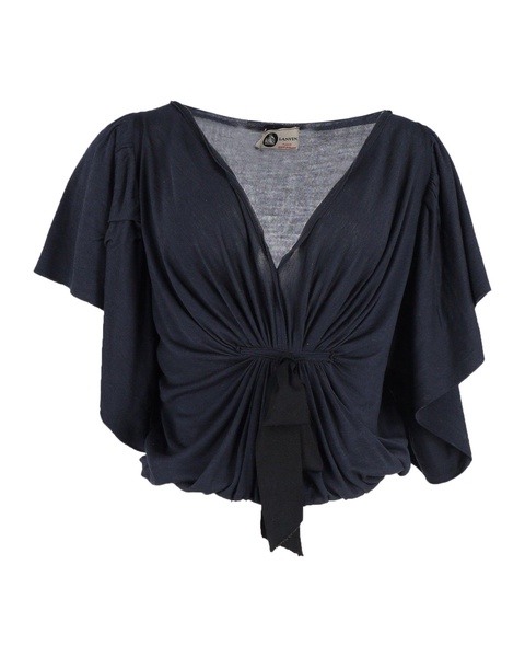 ruched front top in navy blue cotton