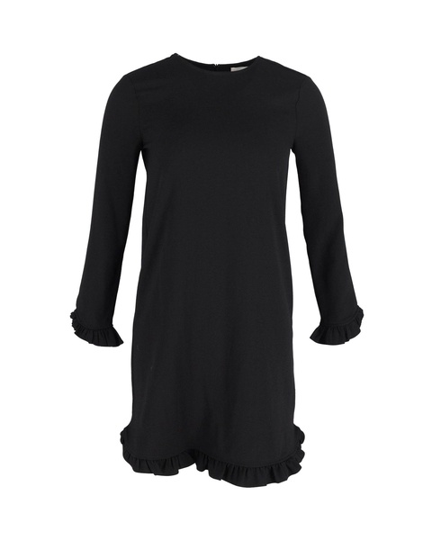 ruffled hem dress in black polyester