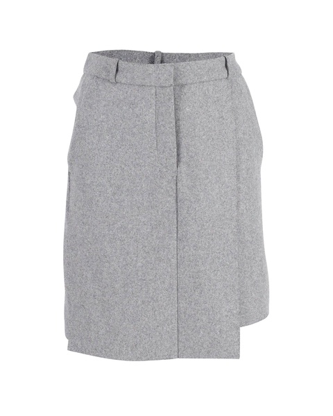 knee length skirt in grey wool