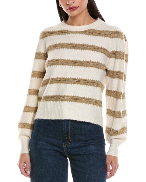 herringbone cashmere-blend sweater