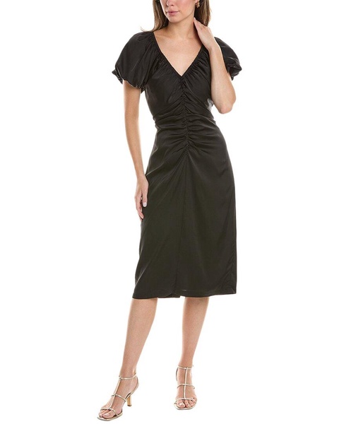 Maggy London Puff Sleeve Midi Dress