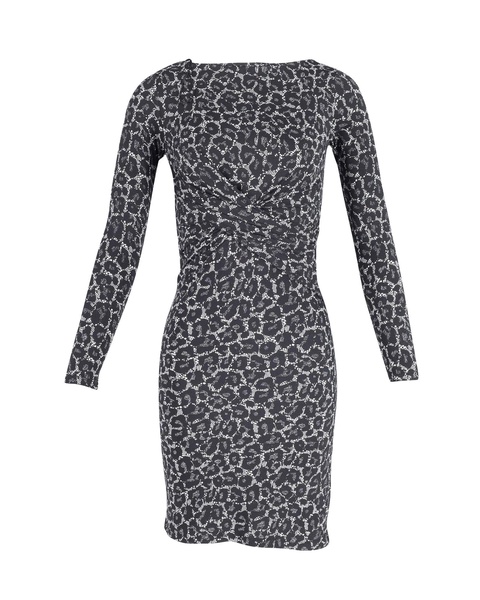 midi dress in animal print polyester