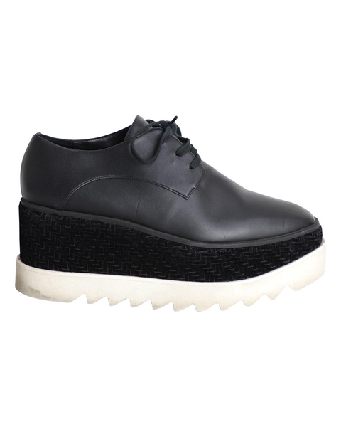 elyse velvet-trimmed platform brogues in black faux leather
