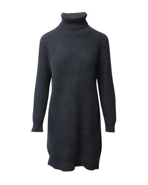 michael  ribbed-knit turtleneck mini dress in black nylon