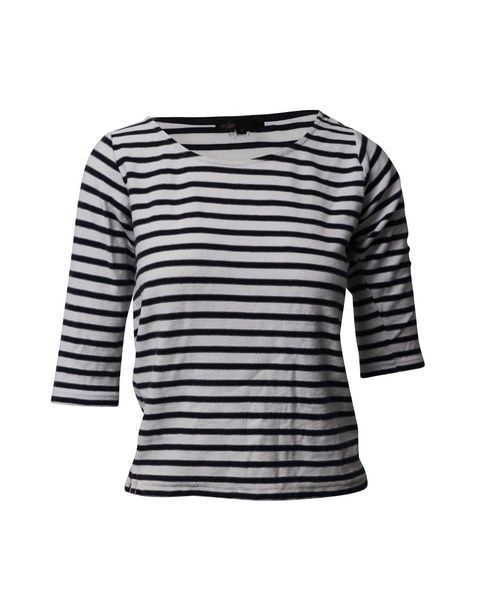 breton stripe top in white print cotton