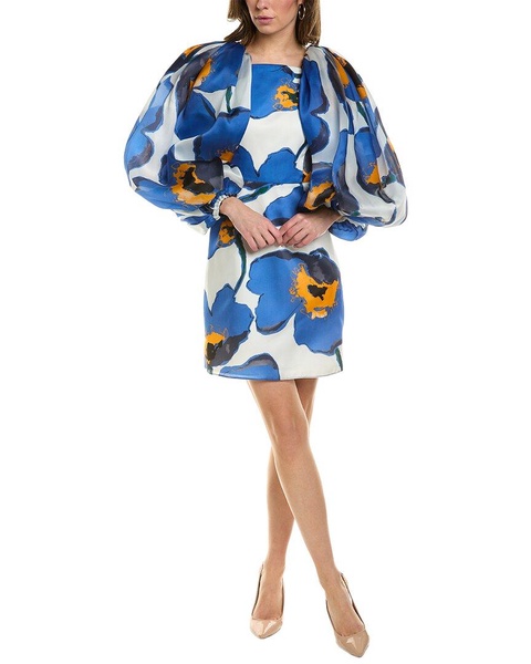 gathered silk mini dress