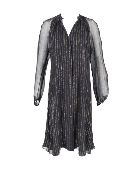 shimmery knee length dress in black silk