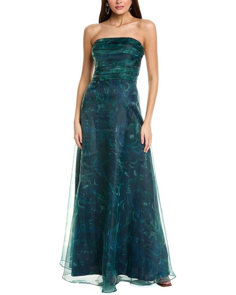 Rene Ruiz Pleated Bodice Organza Gown