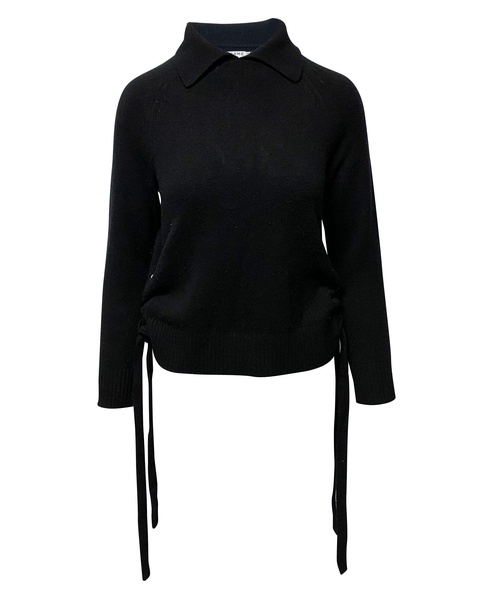 side tie sweater in black cashmere