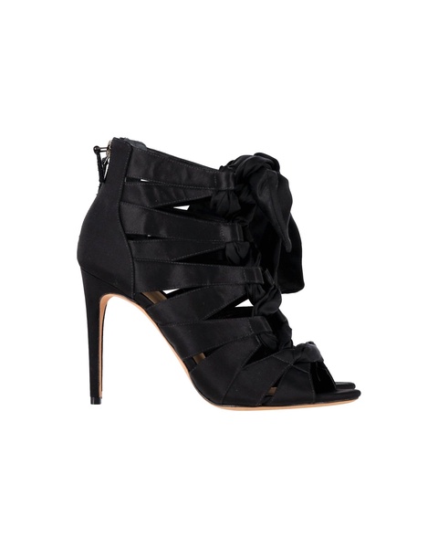 layla lace-up booties in black satin