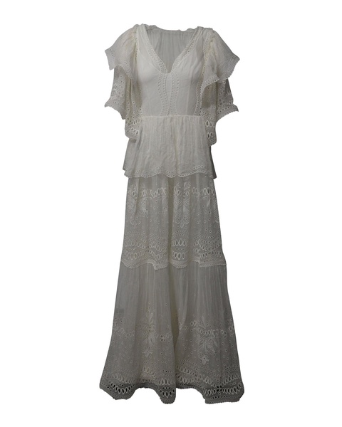 tiered maxi dress in white silk