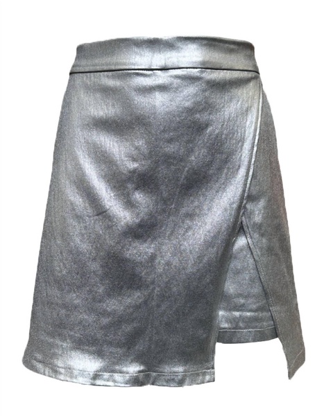 women's metallic skort in silver