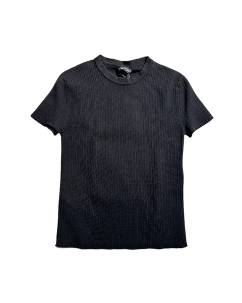 womens knitted t-shirt in black