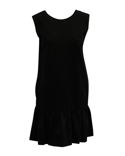 ruffled hem mini dress in black viscose