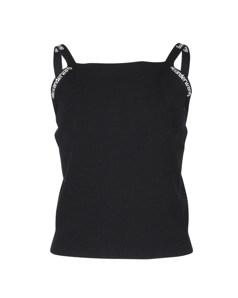 alexander wang logo jacquard bodycon tank top in black viscose