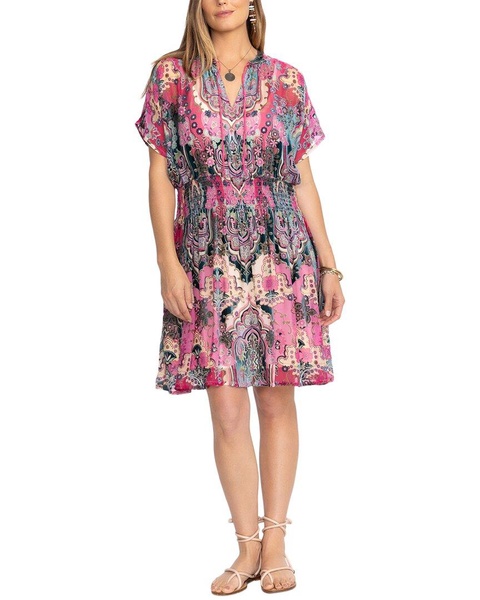 plus thia burnout silk-blend dress