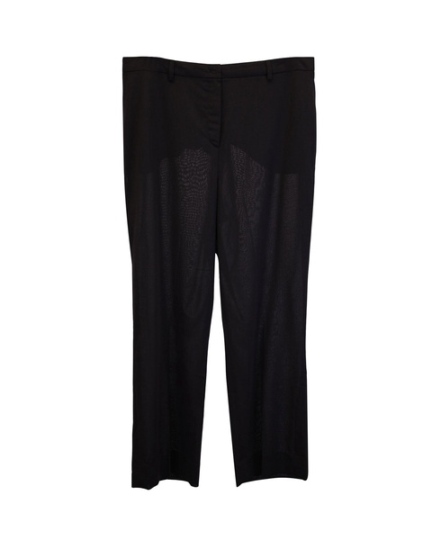 straight-leg trousers in dark brown wool