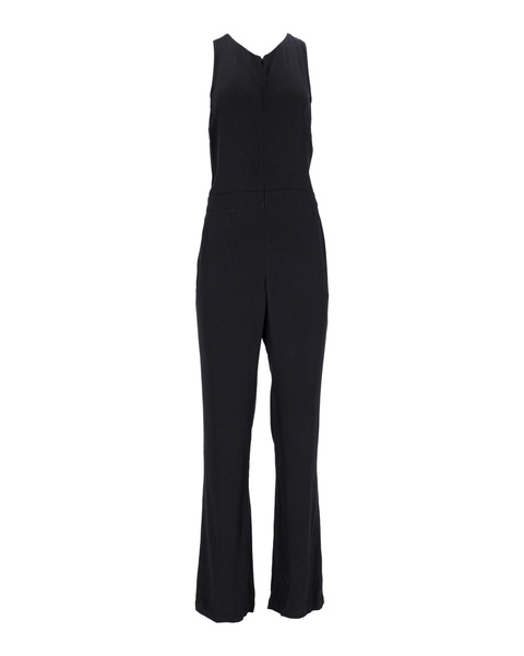 back cut-out olive jumpsuit in black polyester