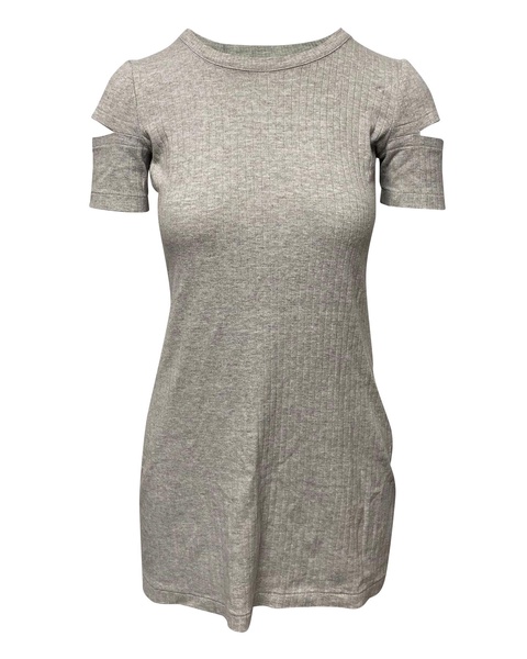 slash sleeve dress in grey cotton