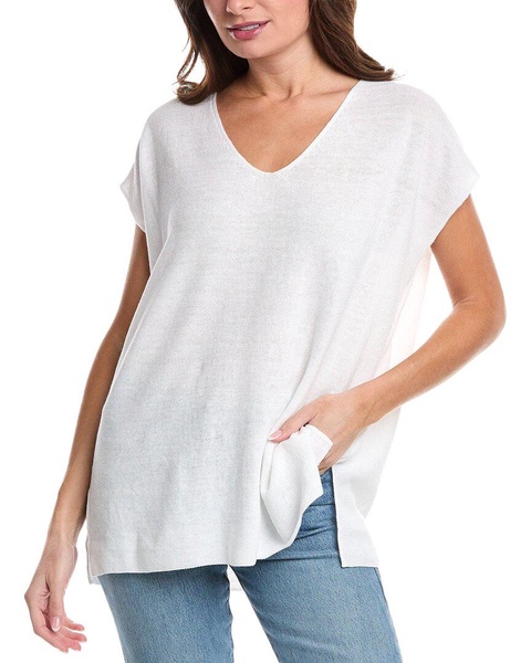 EILEEN FISHER V-Neck Linen-Blend Tunic