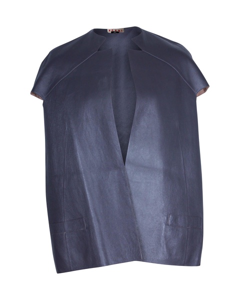 short sleeve jacket in grey leather