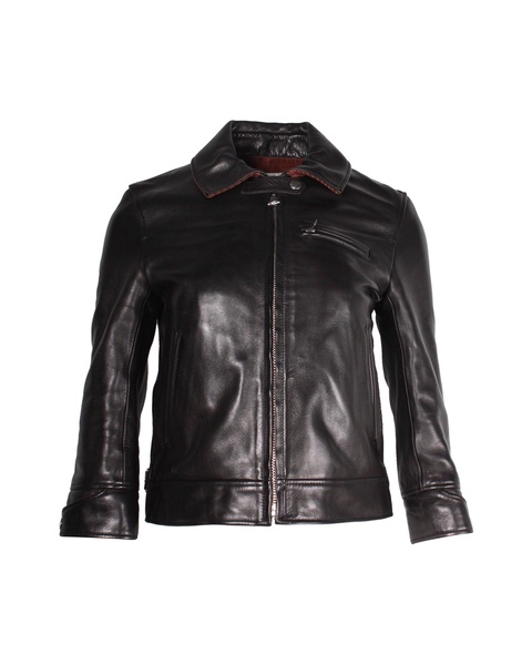 biker jacket in black calf leather