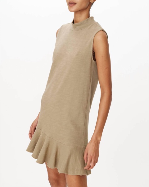 heavy slub jersey turtleneck mini dress in faded army