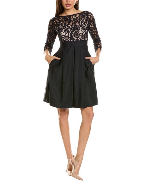 midi lace & faille dress