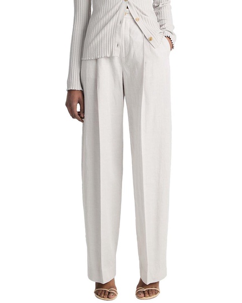 Vince High-Waist Casual Tailored Wide Leg Linen-Blend Pant