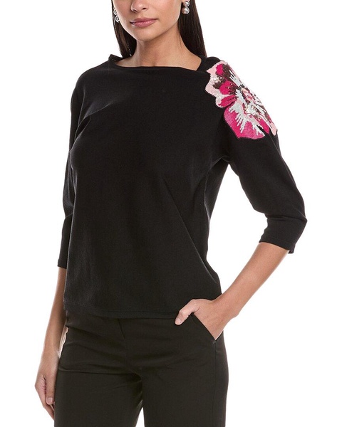 sequin embellished flower sweater