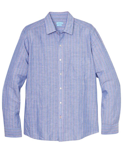 stripe gramercy modern fit linen-blend shirt
