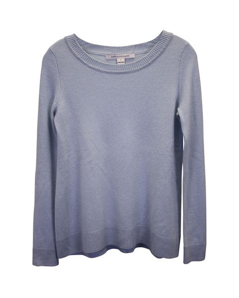 round-neck sweater in light blue cashmere
