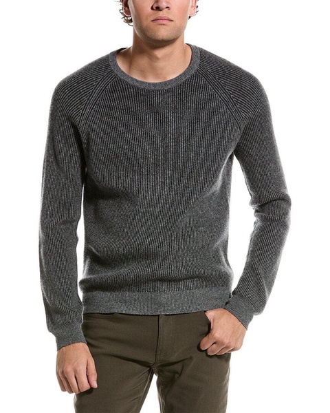 plaited rib raglan cashmere crewneck sweater