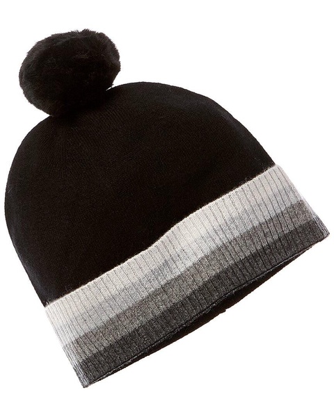 contrast stripe cashmere hat