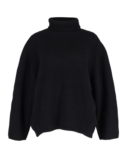 ribbed turtleneck sweater in black wool