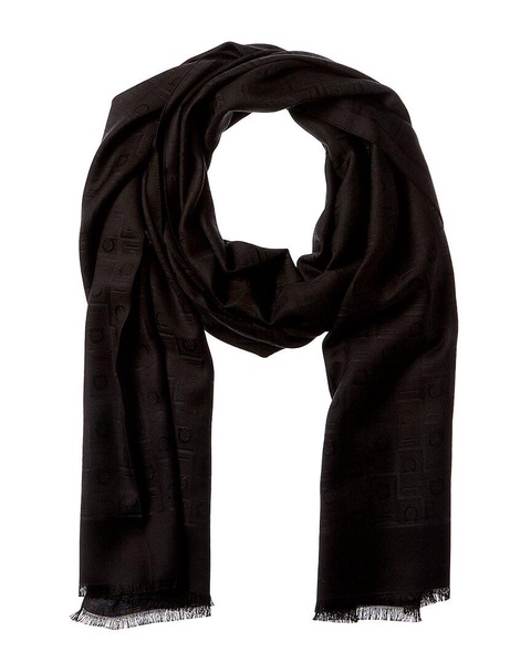 ferragamo monogram silk & wool-blend scarf