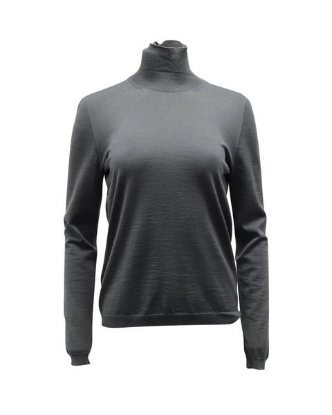long sleeve turtleneck sweater in grey wool