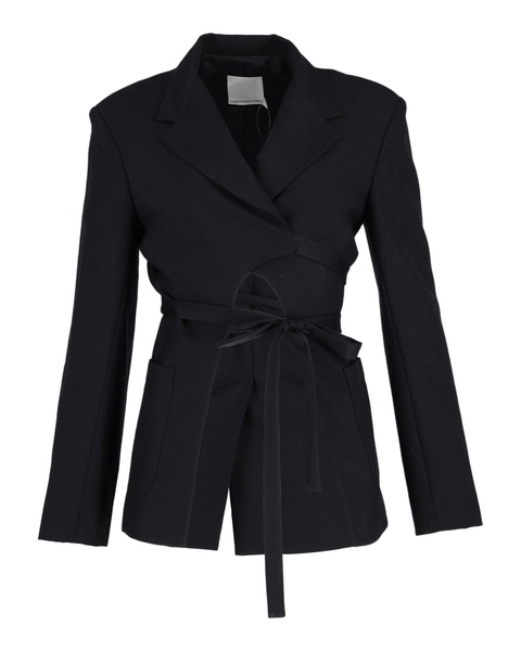 tie-waist blazer in black polyester