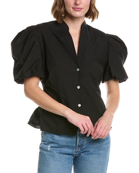 draped puff sleeve blouse