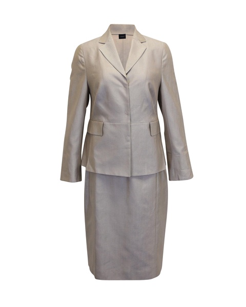 2-piece suit with skirt in gold silk