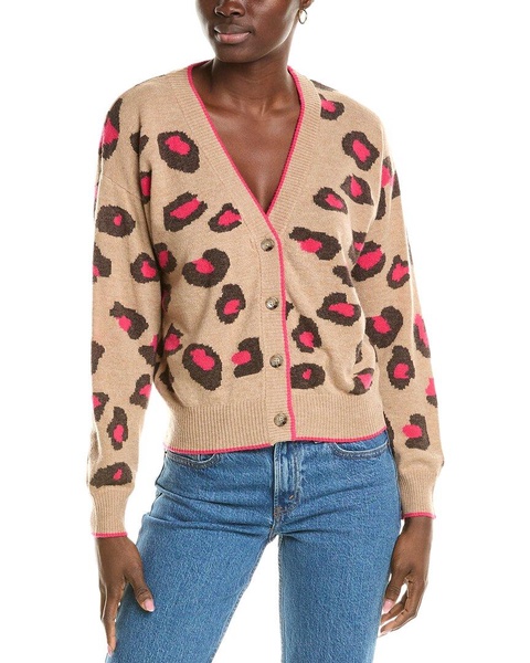 wool & cashmere-blend intarsia leopard cardigan