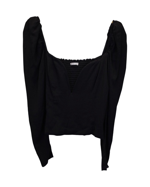 roma plunge neck top in black viscose