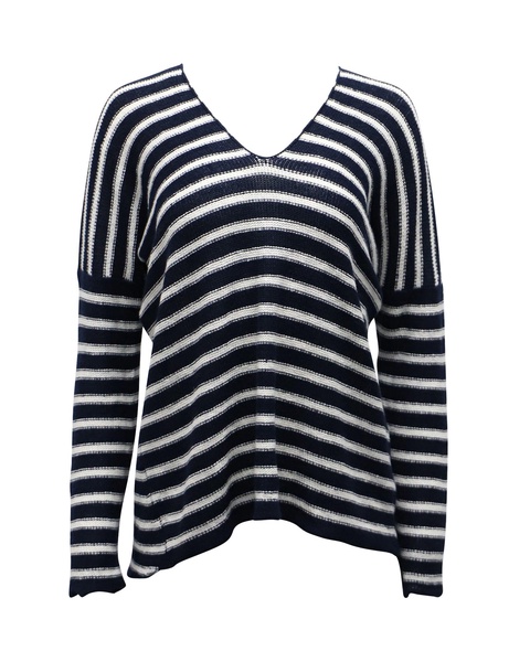 striped sweater in navy blue linen