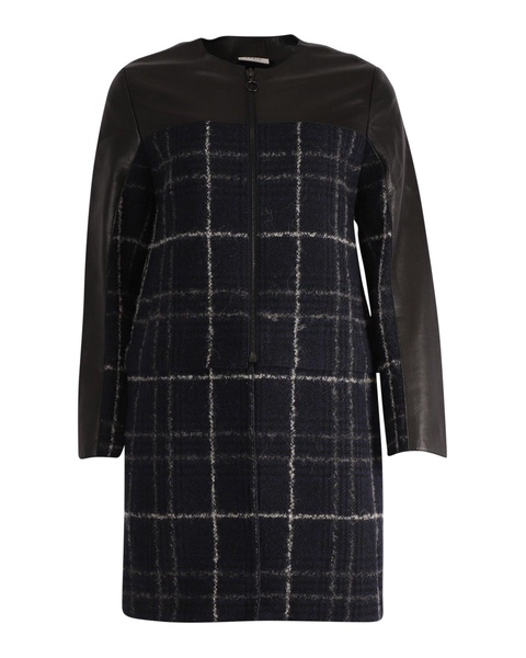 paneled checked coat in multicolor wool
