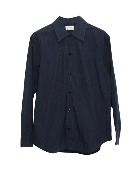 button down shirt in navy blue cotton