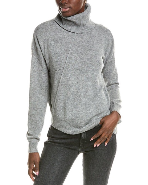 wool & cashmere-blend asymmetrical mock neck jumper