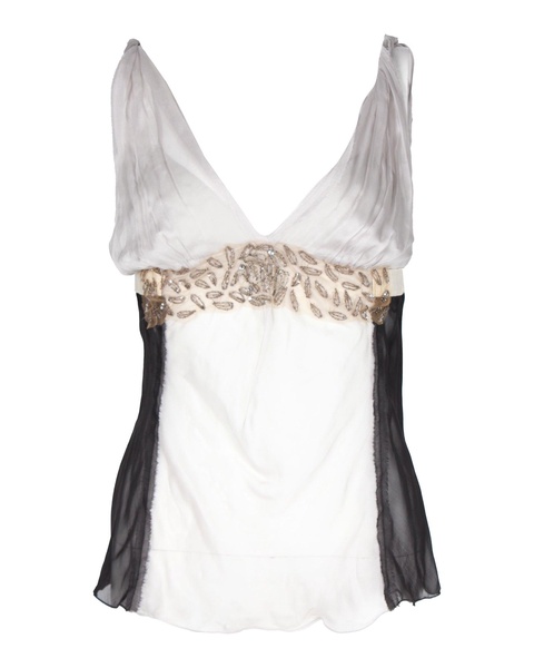 embellished top in multicolor silk