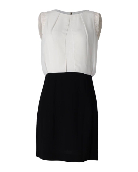 colorblock sleeveless sheath dress in black silk